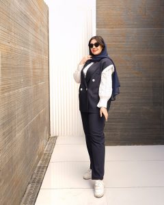 وست شلوار و شلوارک رنگ سورمه ای طرح ریحا