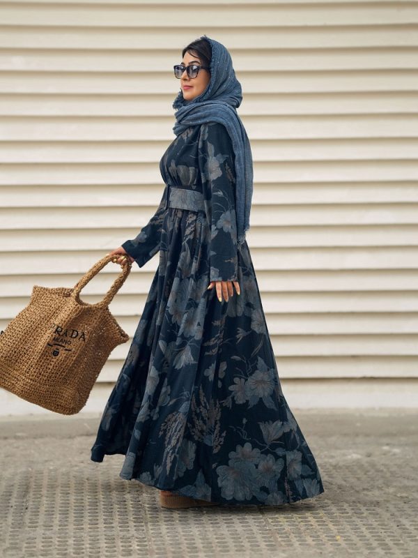 قد پیراهن سوپر کلوش لینن ایتالیایی با کمربند طرح آشیلدا