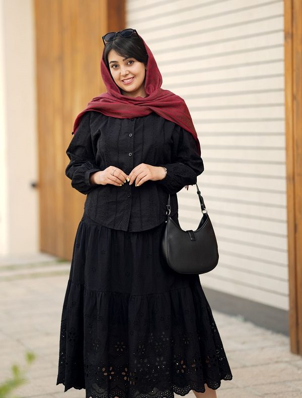 شومیز خامه دوزی مشکی طرح آیلر