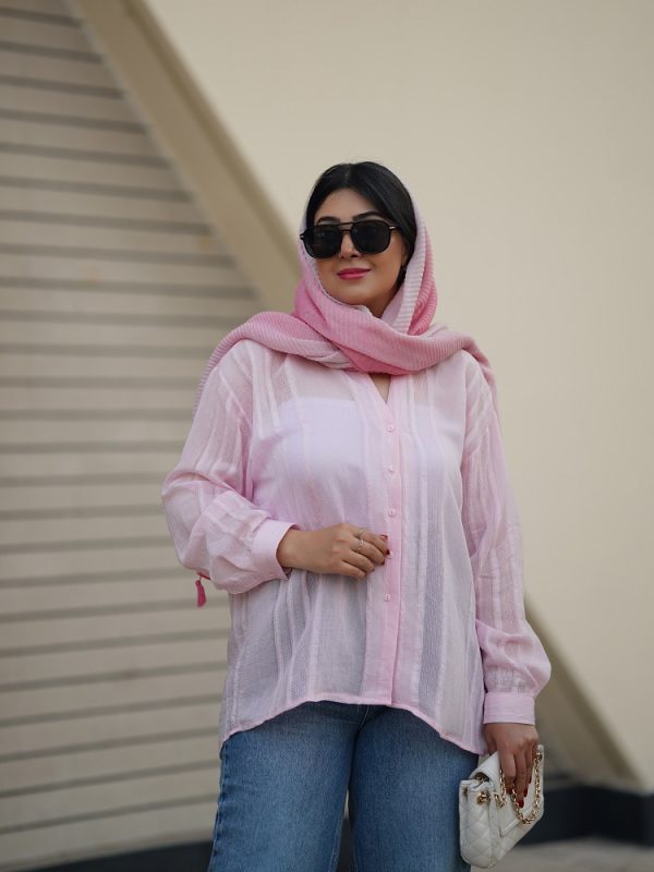 شومیز پری ترک رنگ صورتی طرح سوین