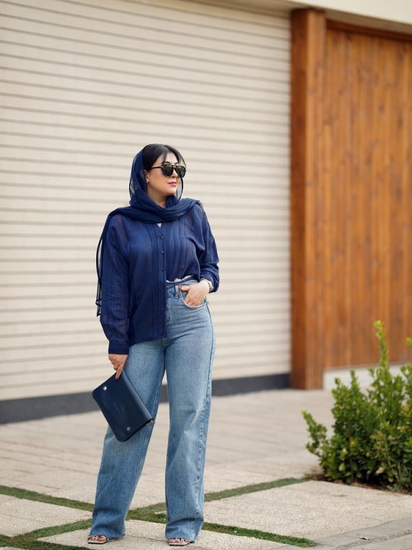 شومیز سورمه ای ترک برند پری طرح سلنا