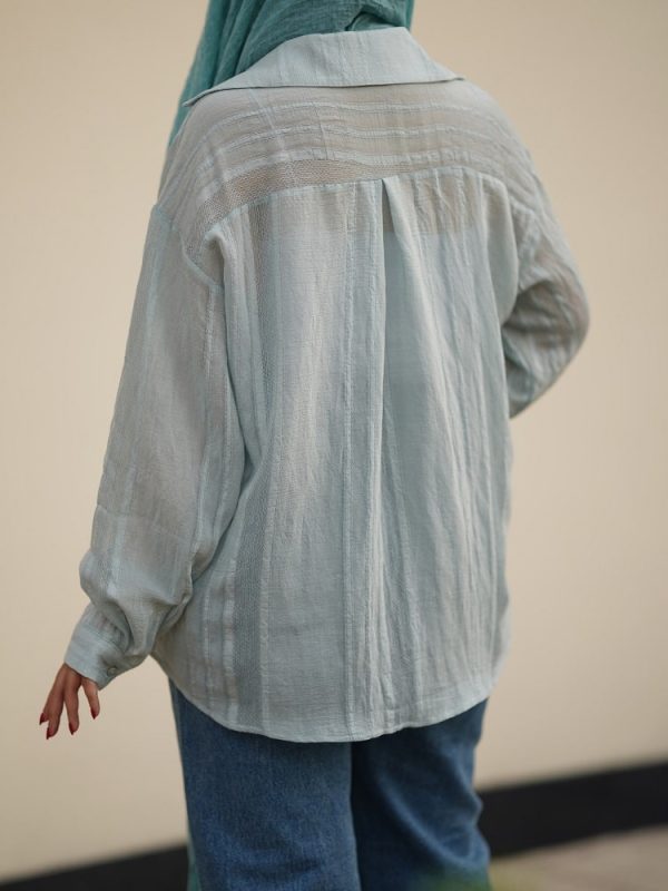 پشت شومیز پری ترک رنگ سبز پاستیلی طرح شایلی