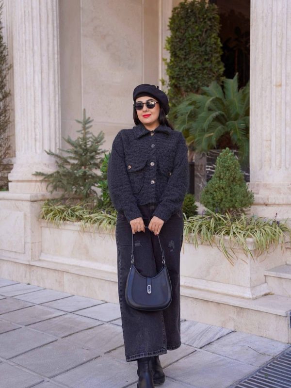 کت کوتاه ترک رنگ زغال سنگی مشکی طرح هانا