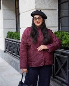 پافر زنانه ترک رنگ زرشکی طرح سایدا