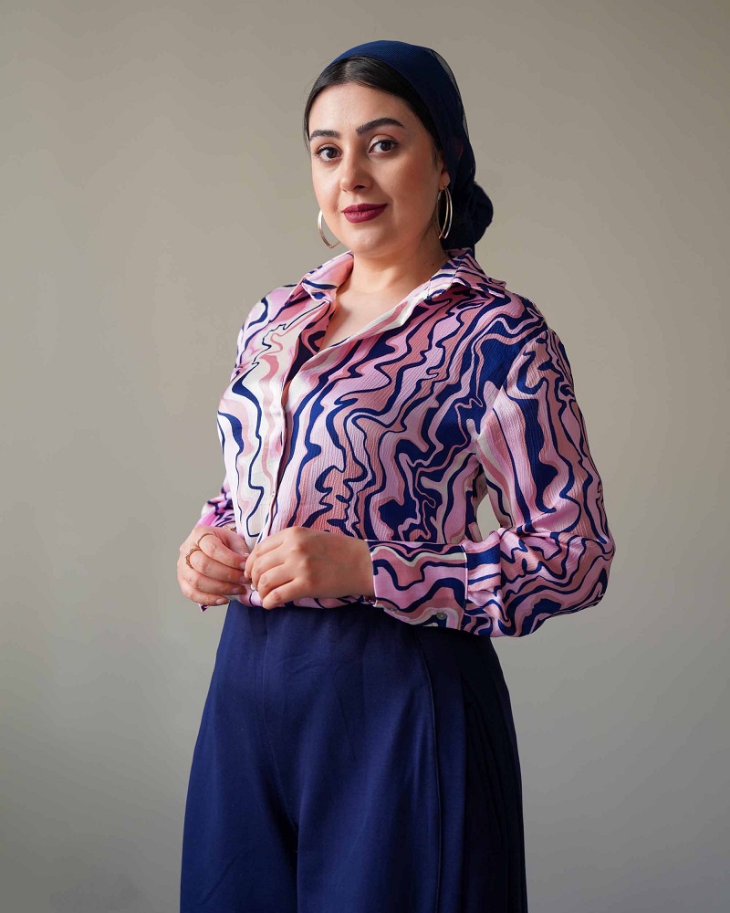 شومیز ساتن ابریشم یقه هفت در دوران یائسگی