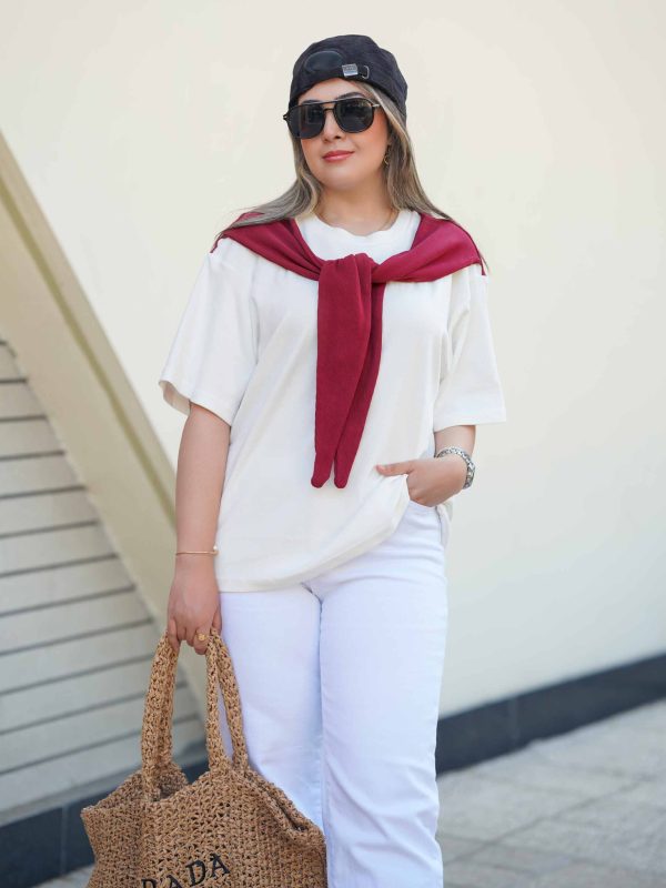 تیشرت زنانه سفید ترک طرح سونا