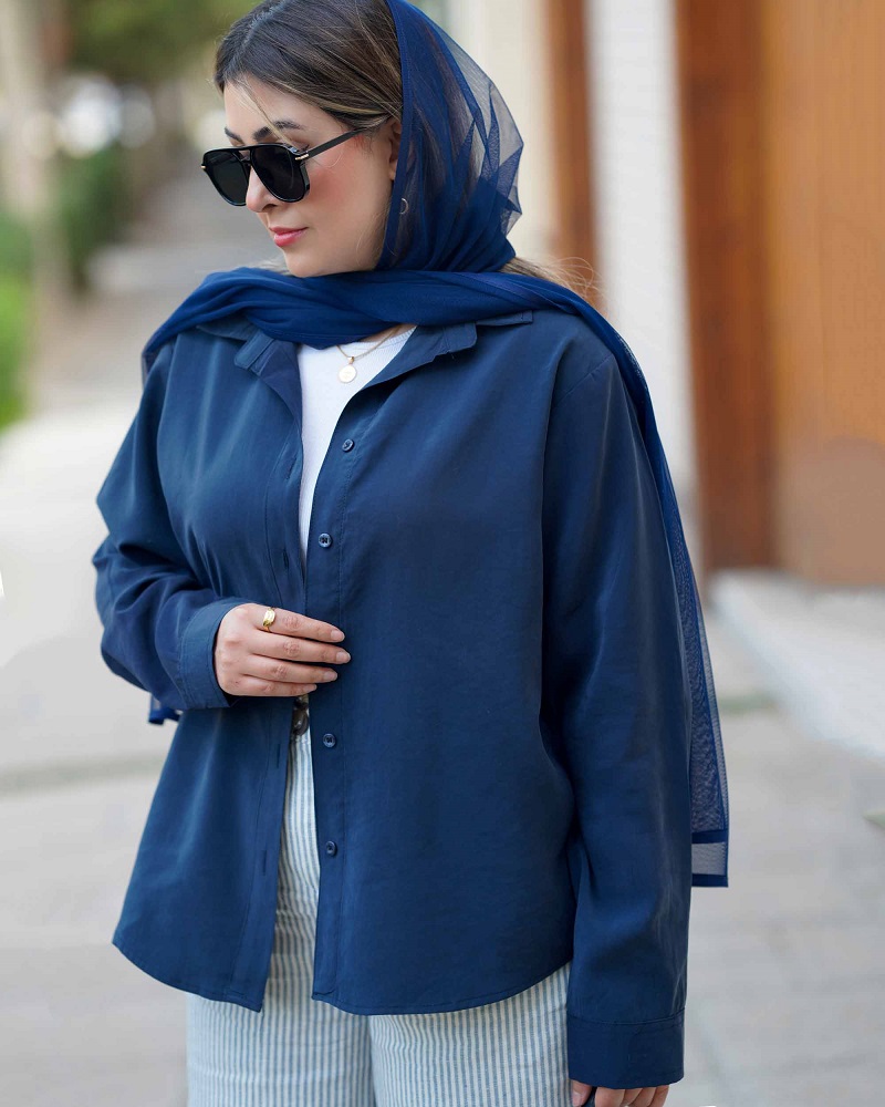 mychinvad-1459-Aina-navy-blue-blouse-details-2 شومیز سورمه ای سیلک ساده طرح آینا