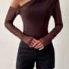 شومیز رومی ترک رنگ قهوه ای طرح ایل ناز