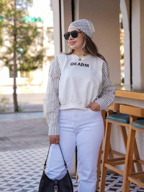 بلوز بدون کرک سفید طرح درسا
